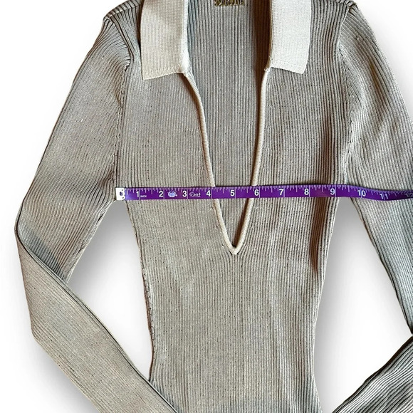 REVOLVE X SER.O.YA BOA RIBBED KNIT beige long sleeve mini DRESS Size XS Bodycon - Picture 6 of 11